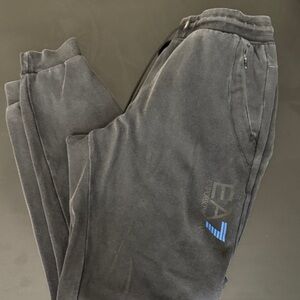 Emporio Armani Charcoal Joggers with Blue Logo